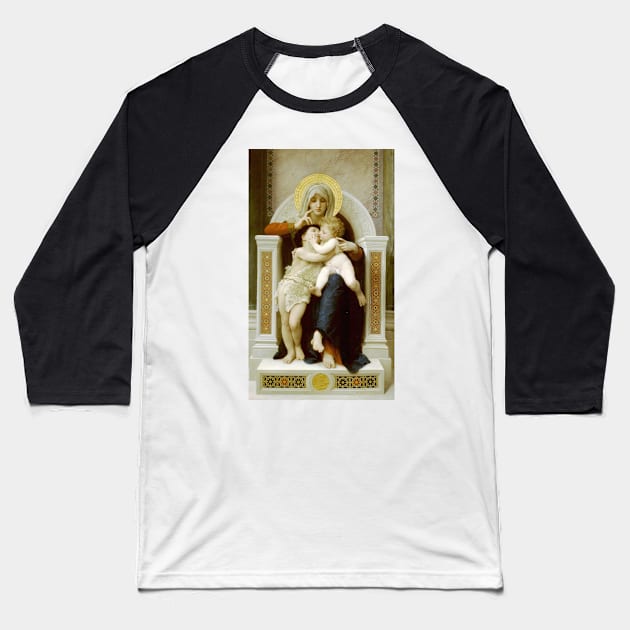 Madonna with Child and John the Baptist by William-Adolphe Bouguereau Baseball T-Shirt by Classic Art Stall